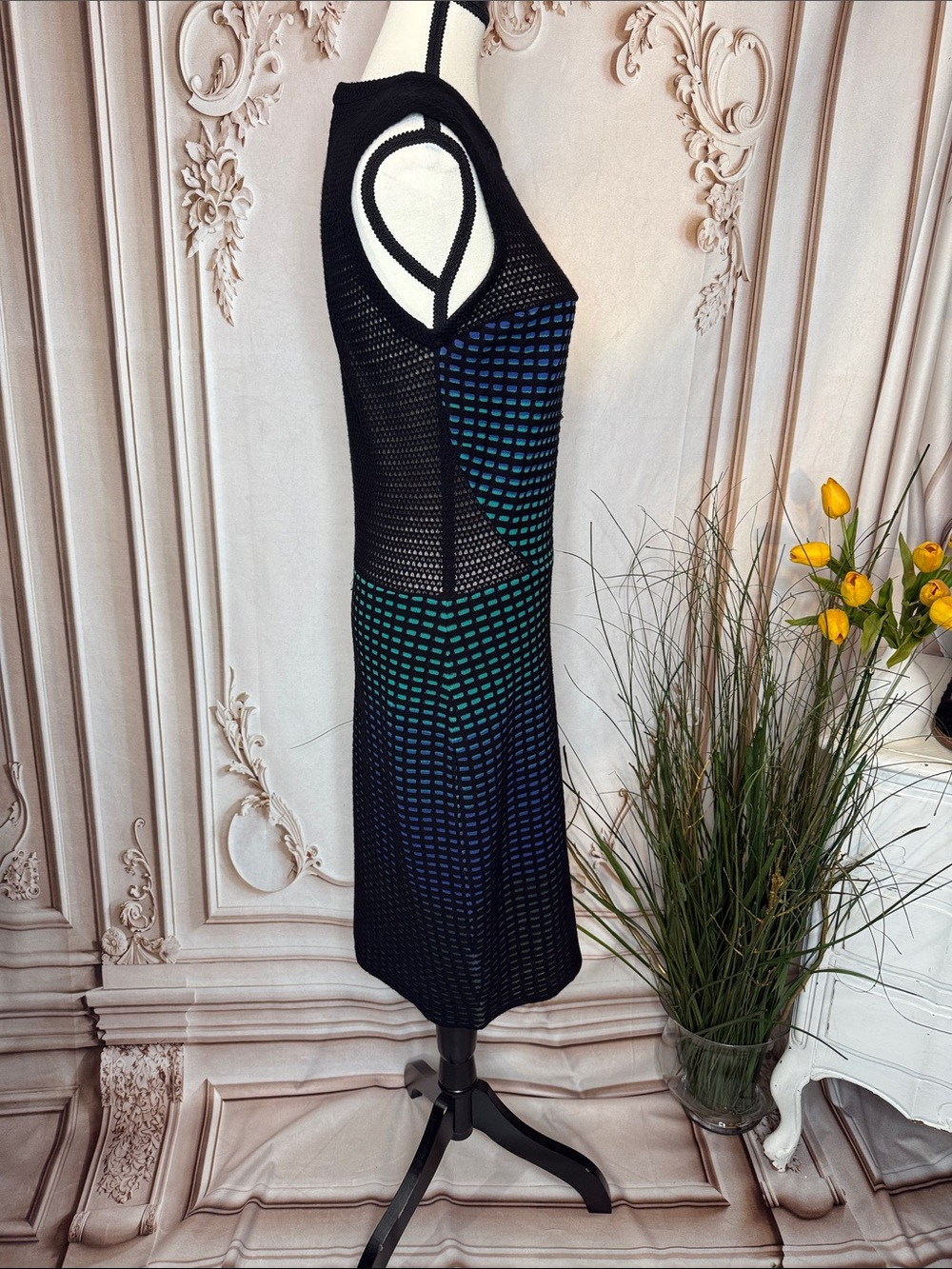 Missoni Black Blue Green Knit Midi Dress - Picture 5 of 8